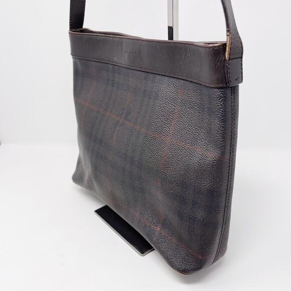 Burberry Nova Check Leather Shoulder Bag Leather Trim Brown Gold Tone Hardware - Picture 7 of 15